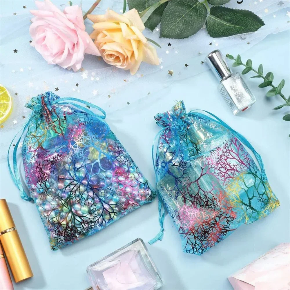 Beach Coral Gift Bag Pouches with Drawstring